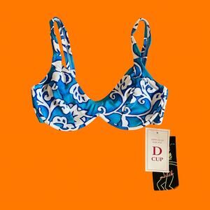 90's vintage tropical hibiscus floral print bikini top MEDIUM d cup *deadstock*